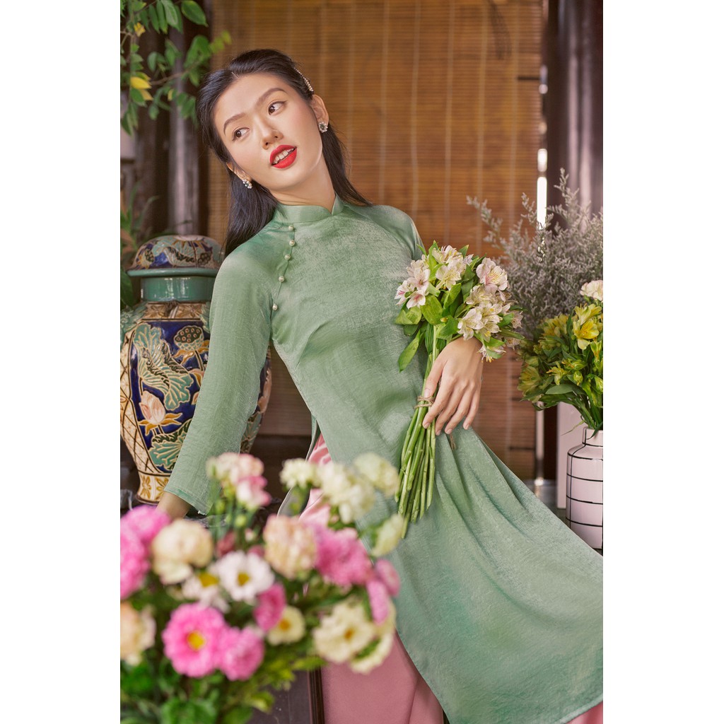 Sumire Store Áo dài Dáng xưa Yên Phương Xanh Trà