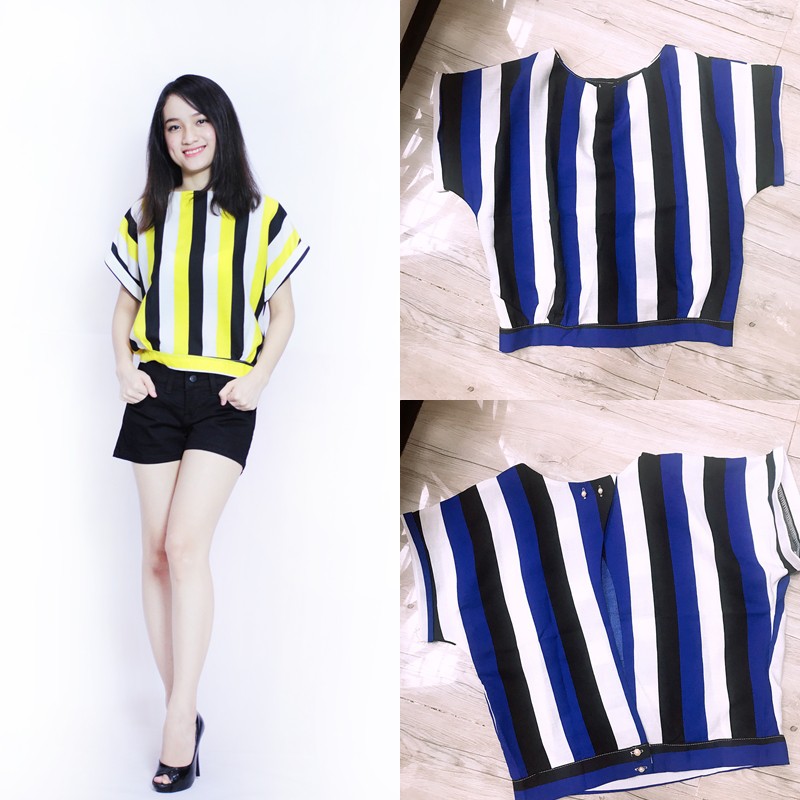 Áo sơmi sọc thời trang nữ ngắn tay Thái Lan AO015 | Shopee Việt Nam