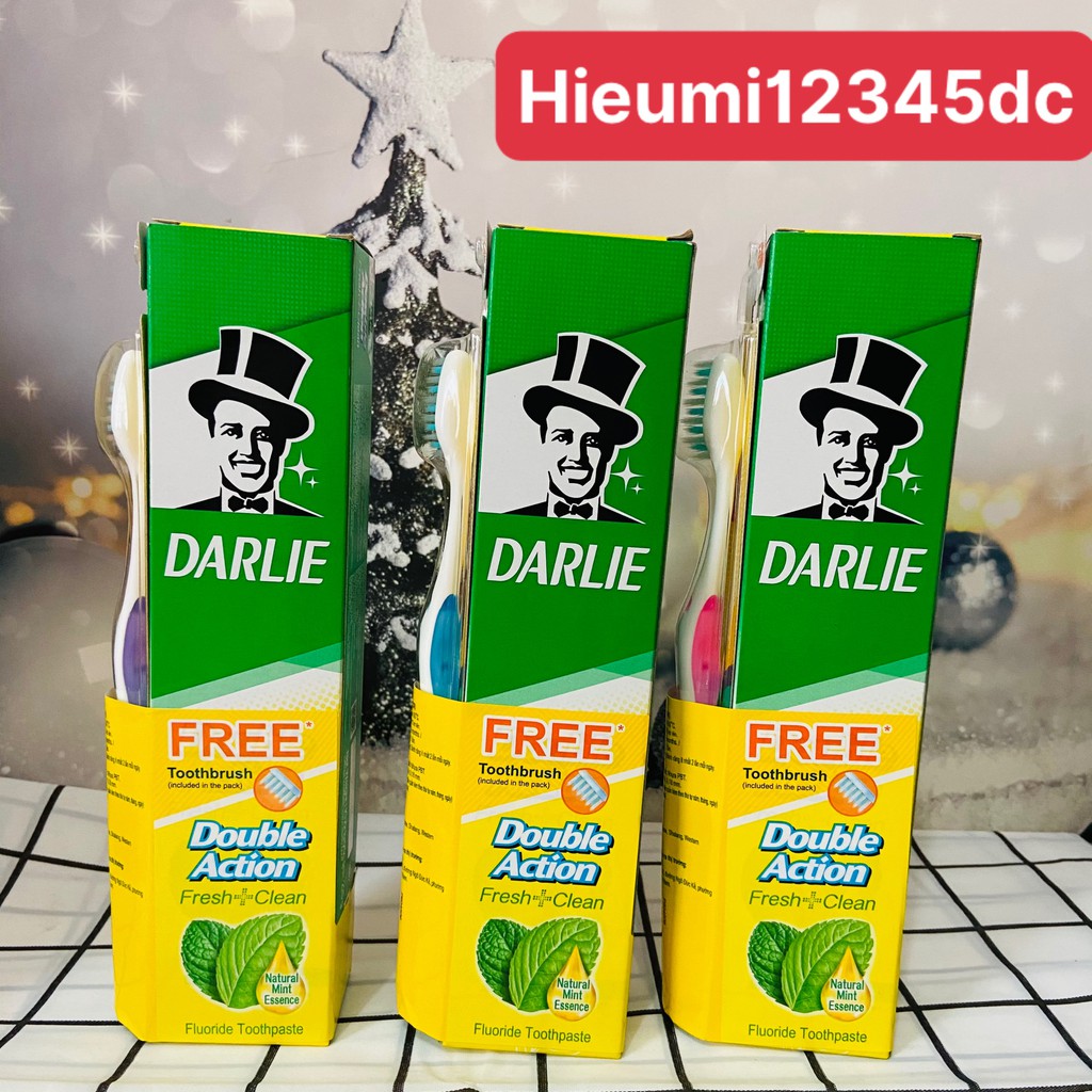 Kem đánh răng ông già Darlie Double Action 225g (tặng bàn chải đánh răng)