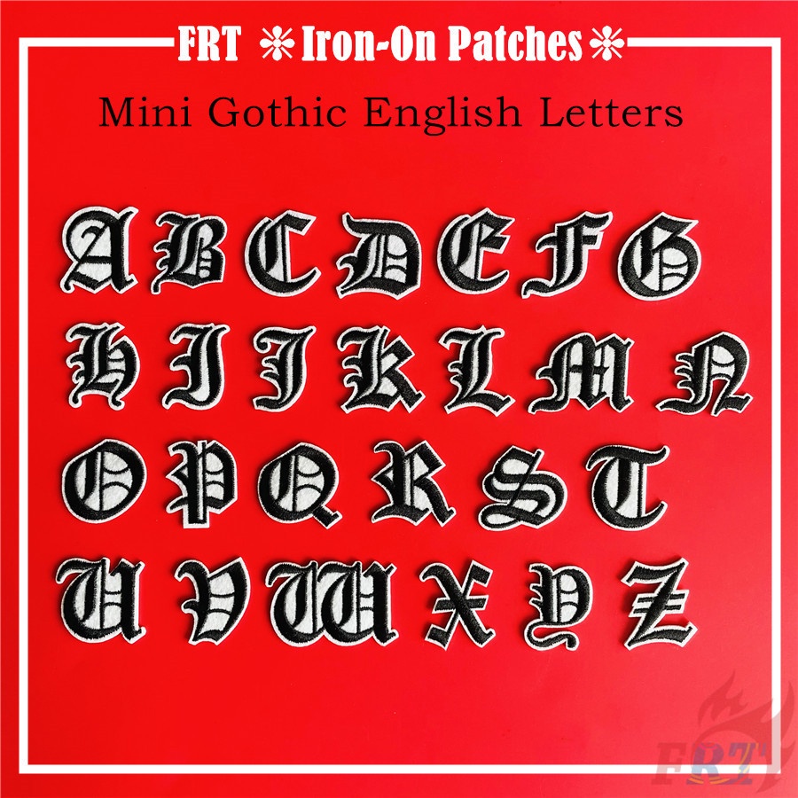 Miếng dán ủi quần áo hình chữ cái tiếng anh màu đen DIY