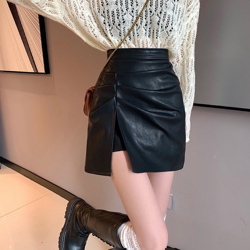 Chân váy da cực đẹp, có 3 màu be, đen, nâu