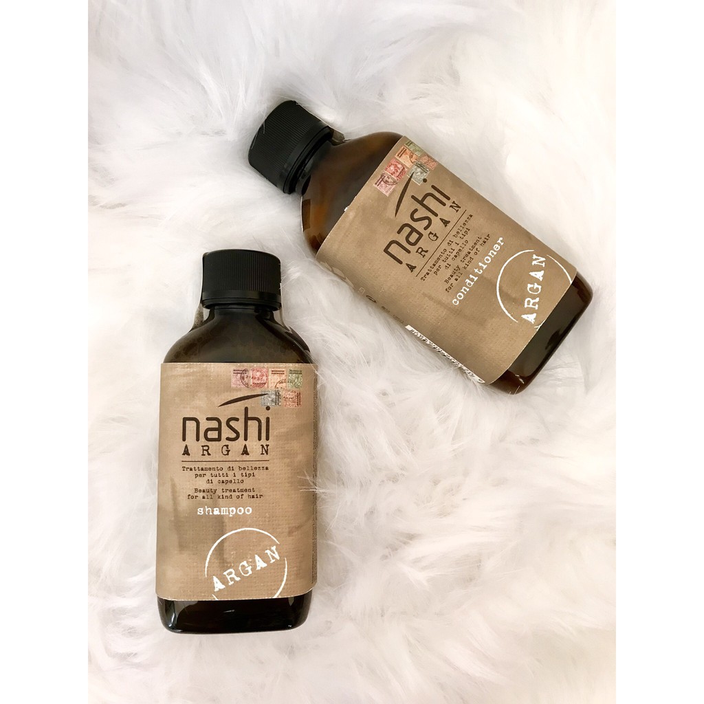 Cặp dầu gội, dầu xả Nashi Argan Classic 200ml phục hồi tóc hư tổn hiệu quả