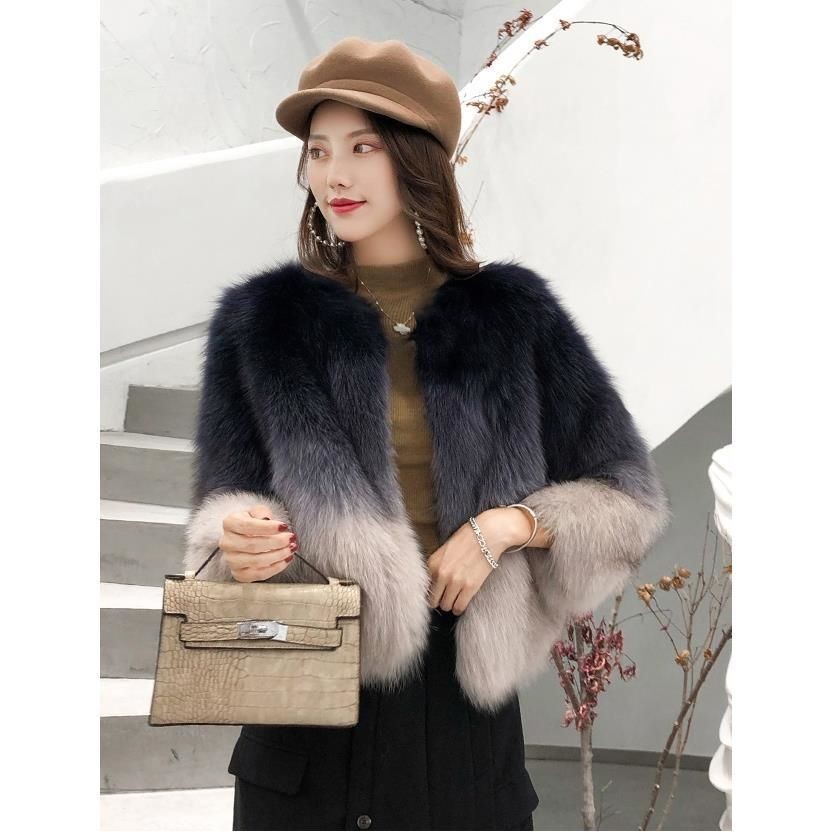 Áo lông giả lông cáo ombre màu
