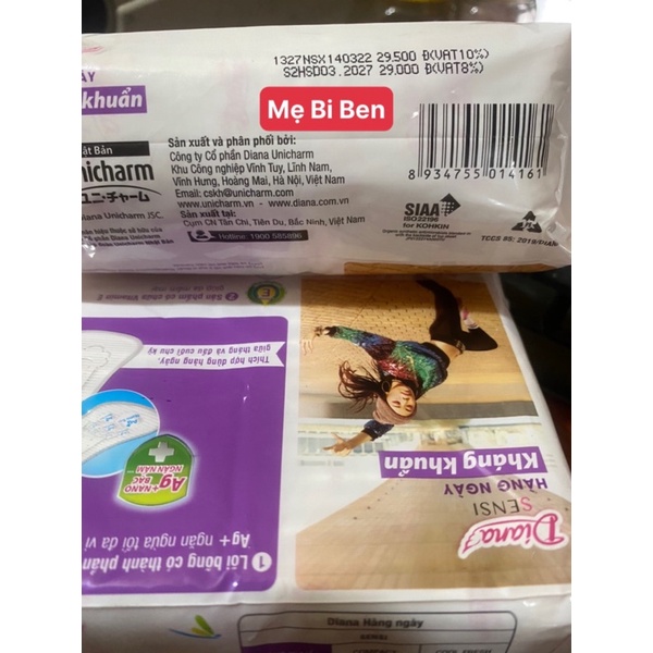 [Gói 40 miếng] Băng Vệ Sinh Diana Sensi Hàng Ngày Kháng Khuẩn - Chính Hãng