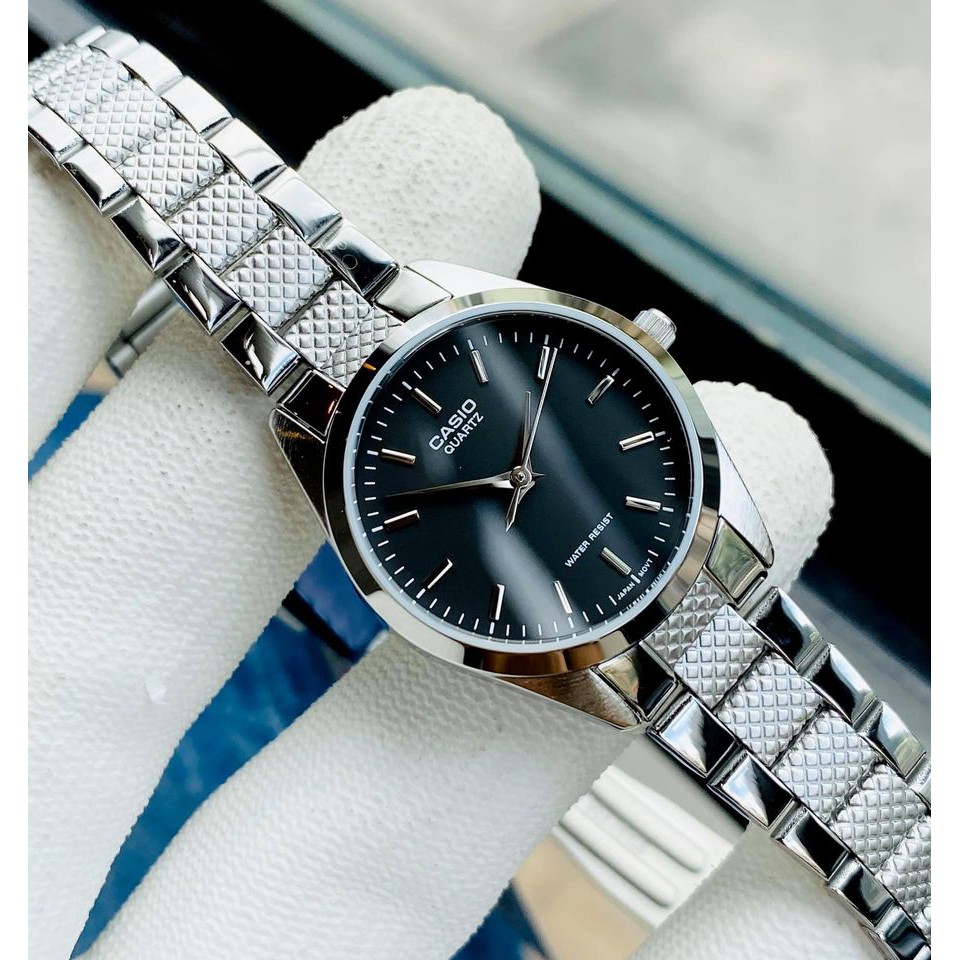 Đồng hồ nữ tay nhỏ Casio LTP 1274D Dây thép mặt đen-trắng Bảo hành 1 năm Hyma watch
