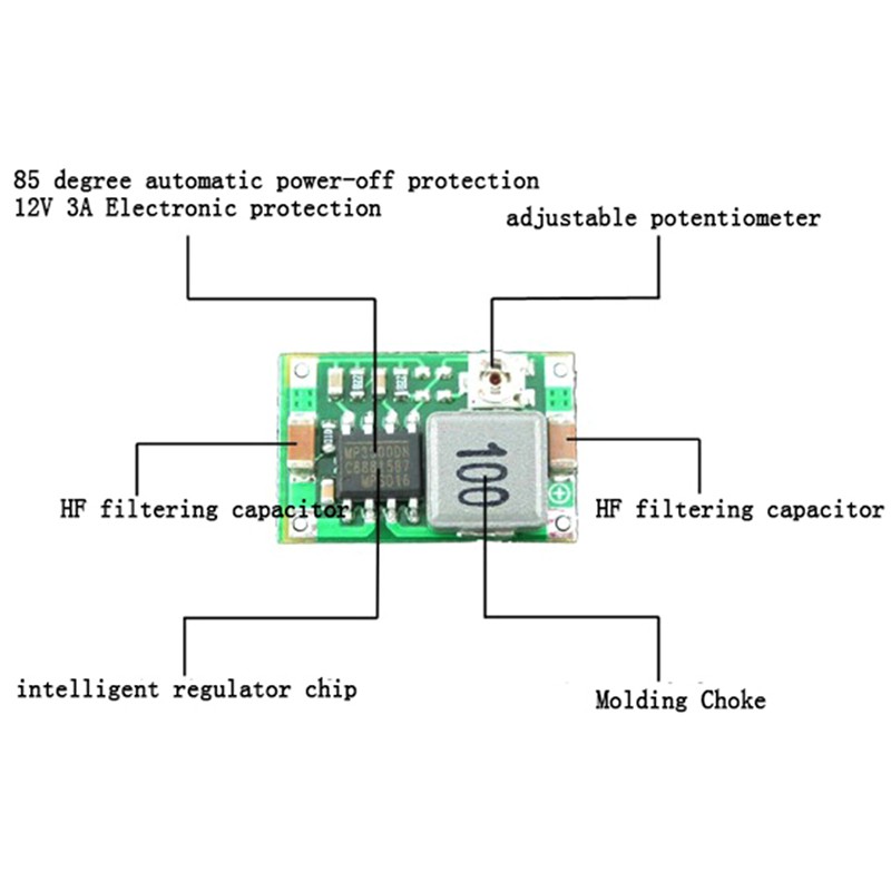 Mô Đun Hạ Áp DC-DC 3A Từ 5V-23V Xuống 3.3V 6V 9V 12V