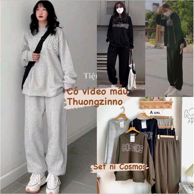 [Ảnh thật/Video]Set Bộ Nỉ Bông Foruyes Srt Bomber Dài Tay kèm Quần Bo Gấu Phong Cách Thể Thao