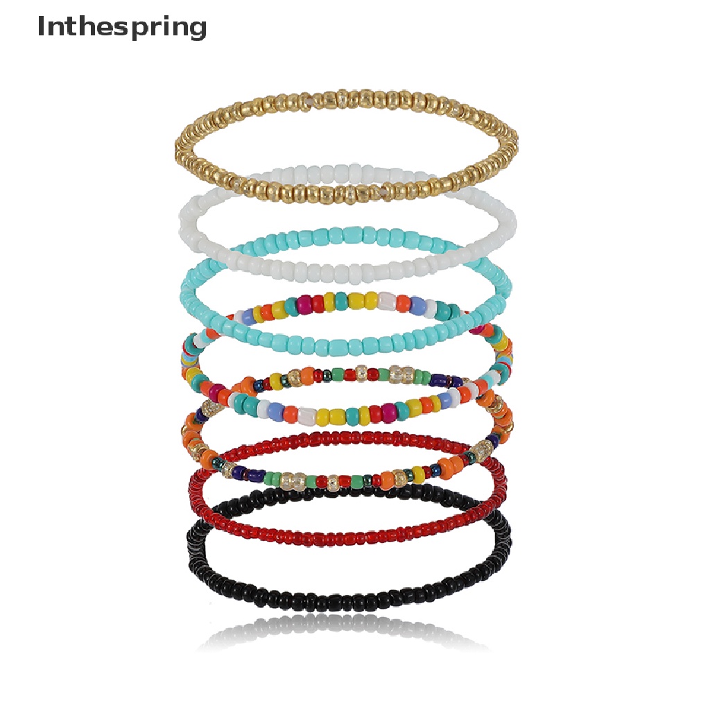 Set 7 Vòng Tay Chuỗi Hạt Nhiều Màu Phong Cách Bohemian