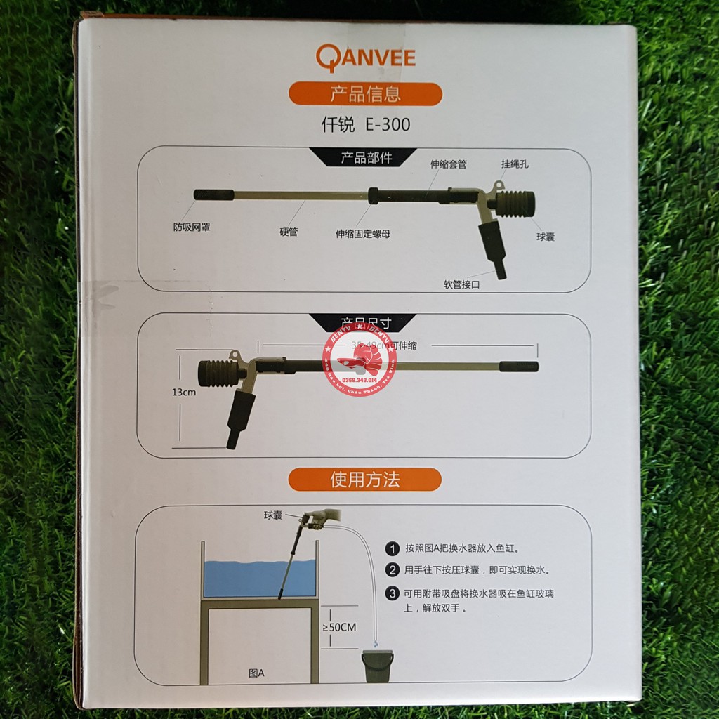 Hút Đáy Thay Nước Hồ Cá Cao Cấp Qanvee E-300