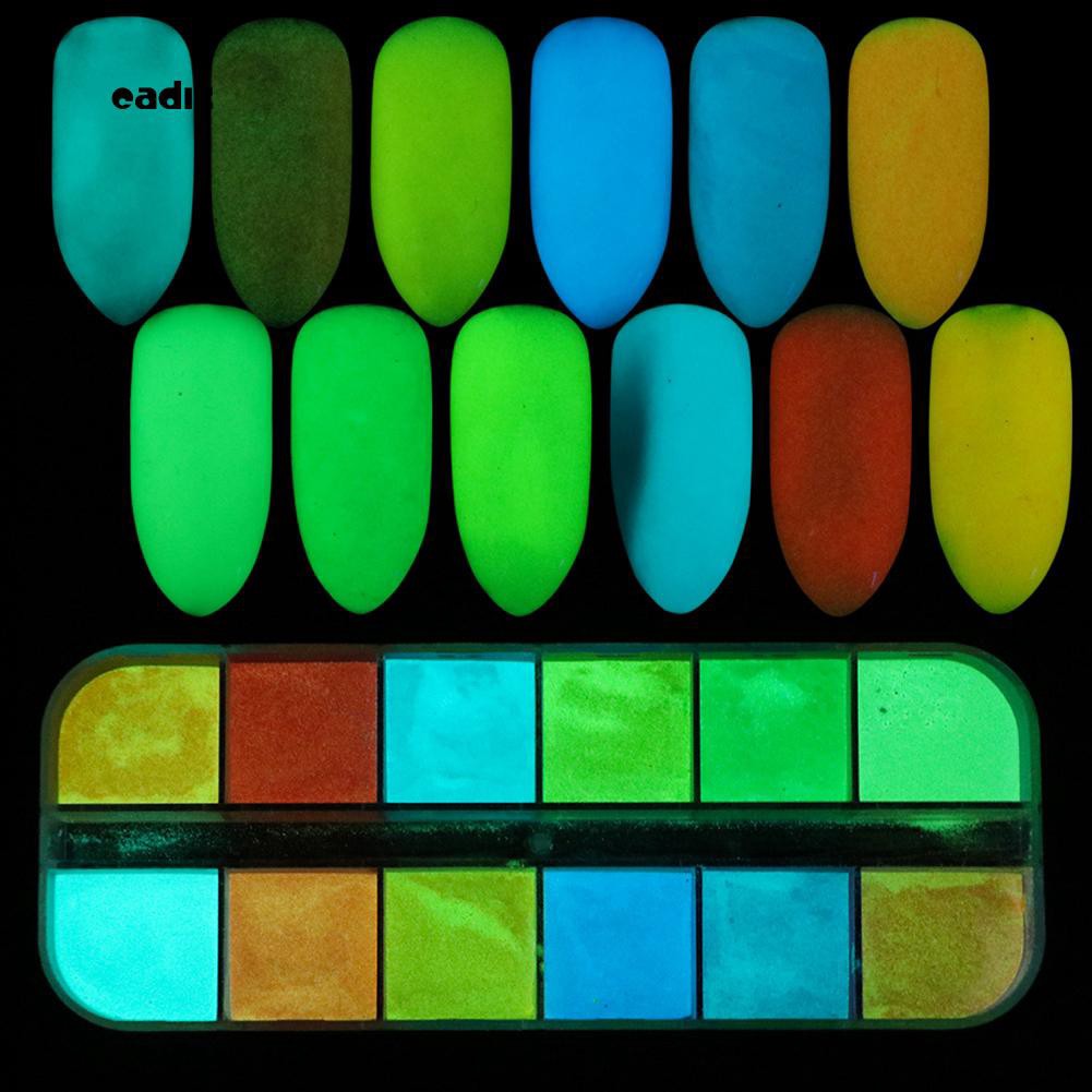 Hộp bột nhũ kim tuyến trang trí móng tay dạ quang