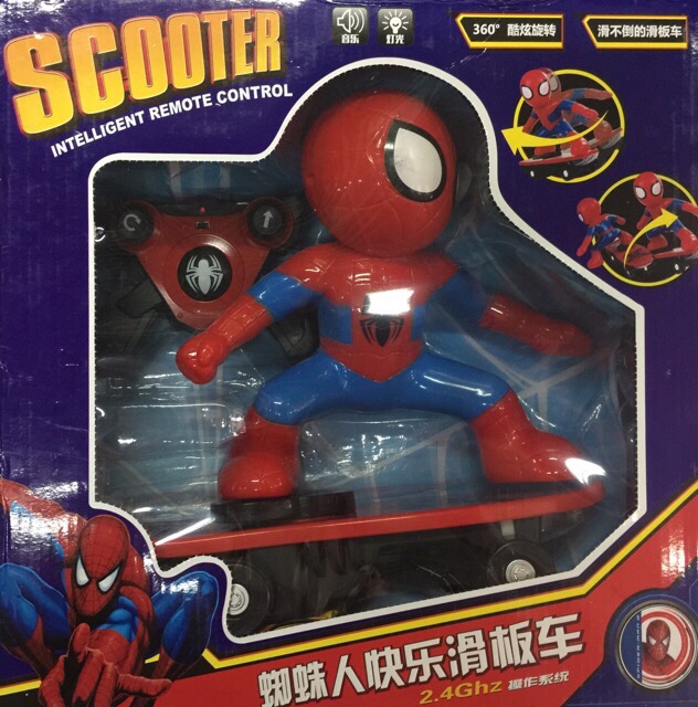 Hộp đồ chơi siêu nhân nhện spiderman điều khiển ván trượt