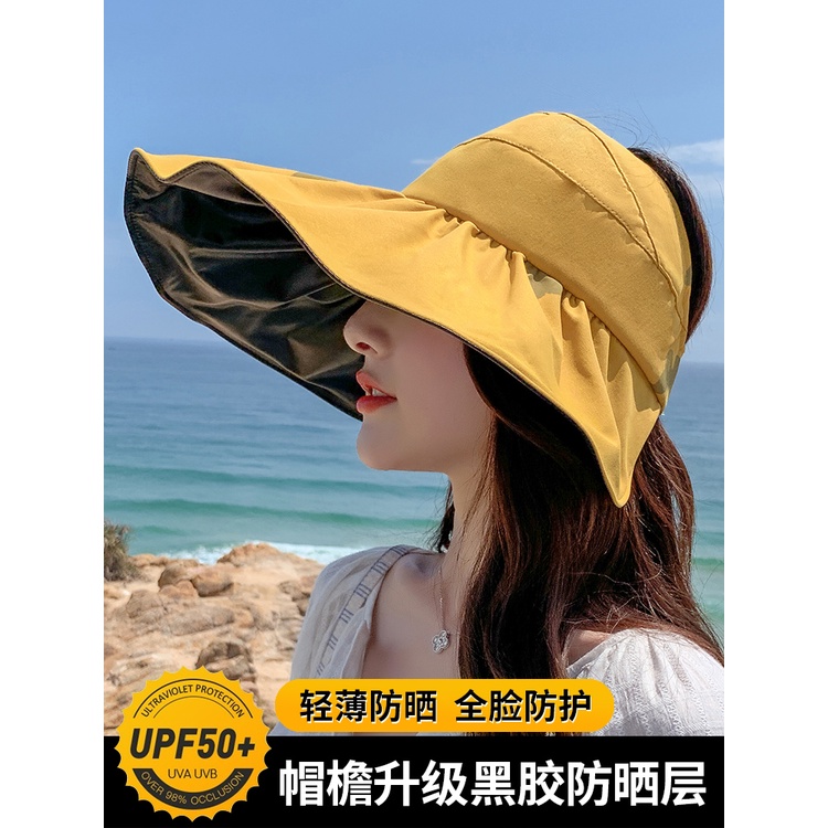 Nón tai bèo rộng vành hở chóp chống tia cực tím dạng gấp gọn thời trang xuân hè phong cách nhật bản cho nữ