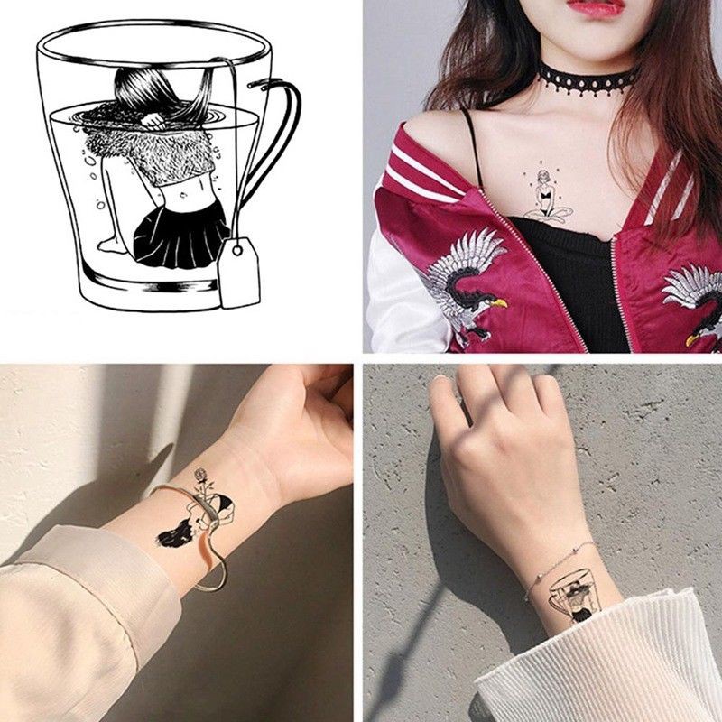 Nhãn dán tạm thời hình cô gái cá tính chống thấm nước