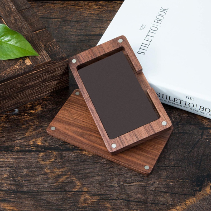 Flgo Hộp Đựng Danh Thiếp Danh Thiếp Từ Tính Màu Đen Óc Chó Trang Trí Bàn Làm