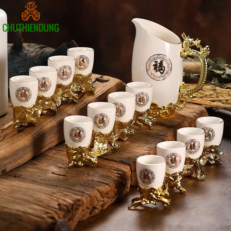 Bộ Ly 12 Con Giáp Bằng Sứ Tráng Men Cao Cấp Sang Trọng Tinh Tế Và Bền Bỉ Thích Hợp Làm Qùa Tặng