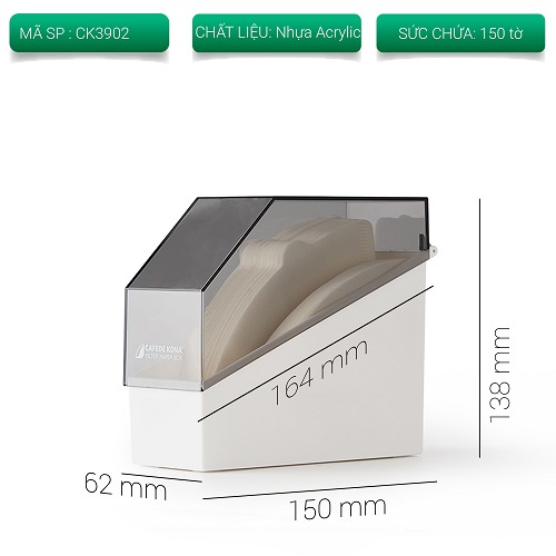 Volcano Hộp nhựa đựng giấy lọc cà phê pour over V60