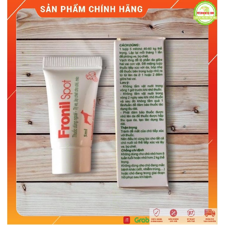 Fronil Spot 5ml nhỏ gáy cho 40 - 60 kg️ FREESHIP ️ Phòng và ngừa ve, bọ chét, nhỏ ngoài da chăm sóc sức khỏe cho chó