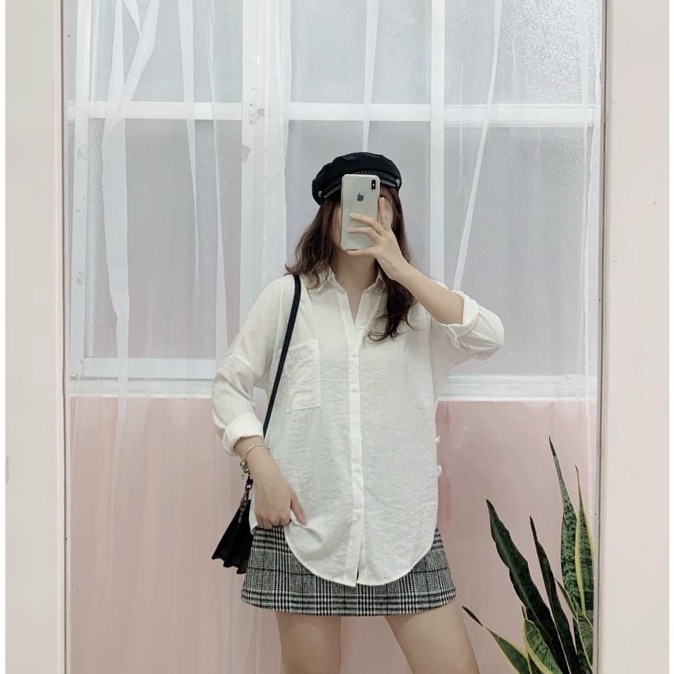 ÁO SƠ MI ĐŨI LỤA OVERSIZE CÓ TÚI NGỰC SWEET