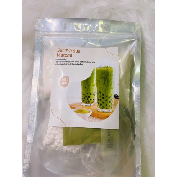 Set Nguyên Liệu Pha Trà Sữa Đường Đen, Phúc Long, Matcha, Trà Đào (20 Ly)
