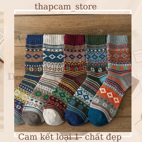 SET 5 đôi TẤT THỔ CẨM M10 DẤU CỘNG