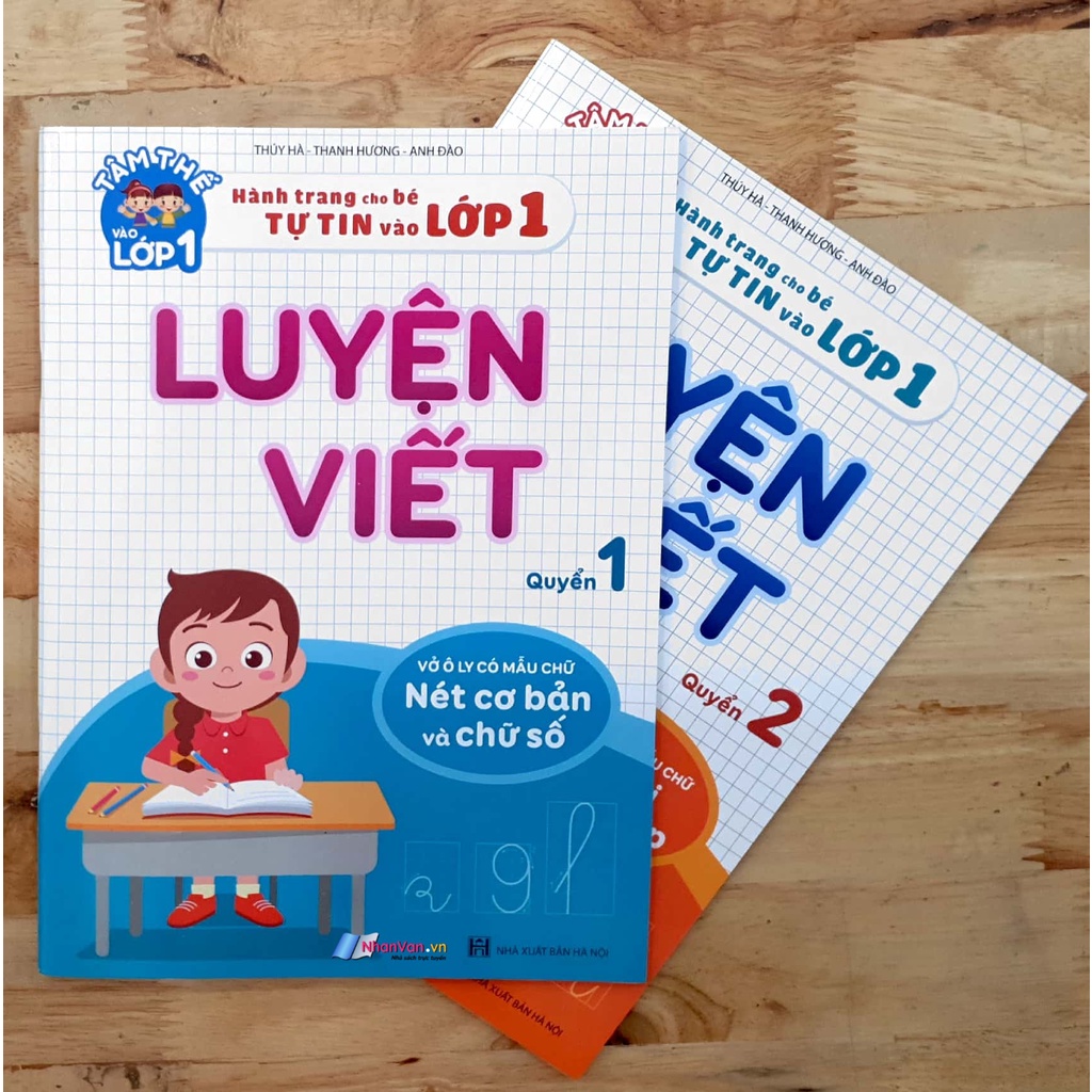 Bộ Sách - Luyện Viết lớp 1 - Vở ô li có mẫu chữ: Nét cơ bản và chữ số; Chữ cái và chữ ghép