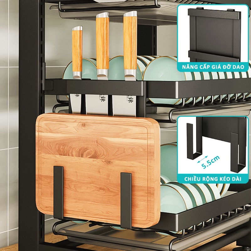 GSlife Kệ Để Chén Bát Đĩa Treo Tường Đa Năng - Thép Carbon Cao Cấp Màu Đen ,Không Cần Lắp Đặt Khoan