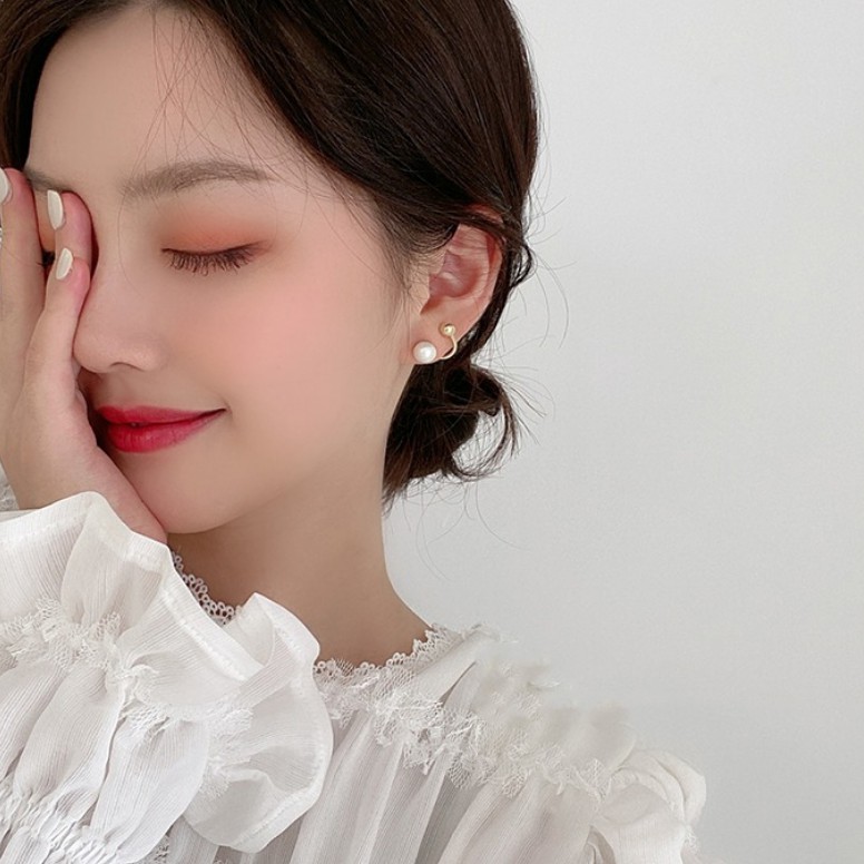 Bông Tai 925 Đính Ngọc Trai Phong Cách Vintage Cho Nữ / Khuyên tai