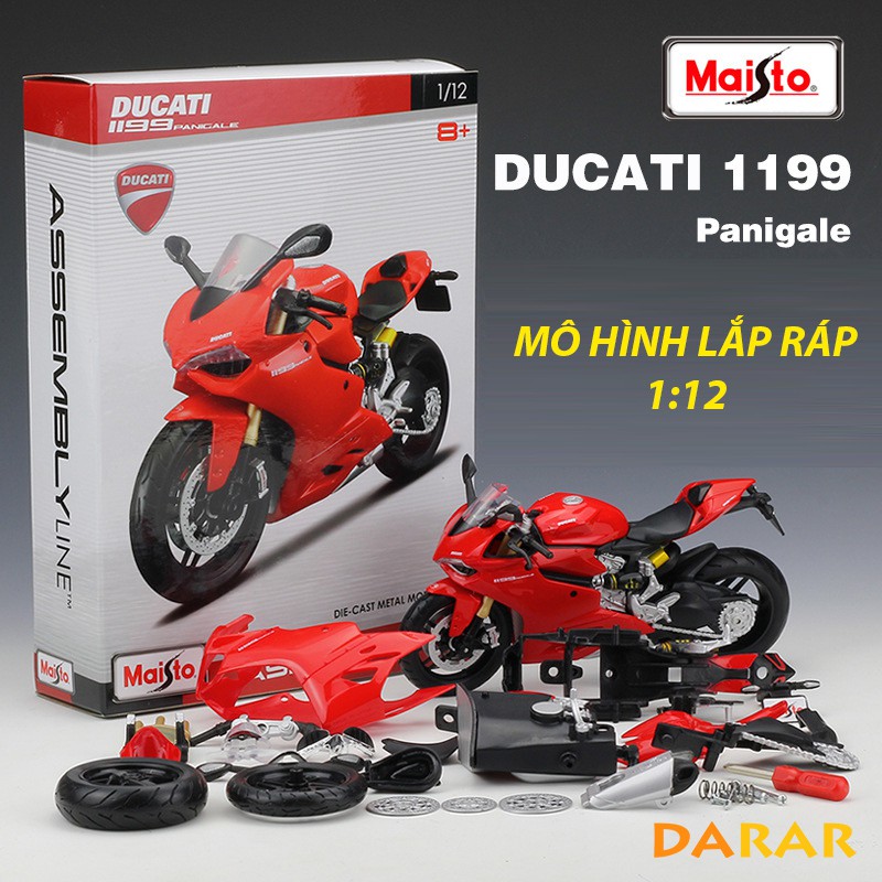 MÔ HÌNH LẮP RÁP xe Moto Ducati 1199 Panigale - Maisto tỷ lệ 1:12