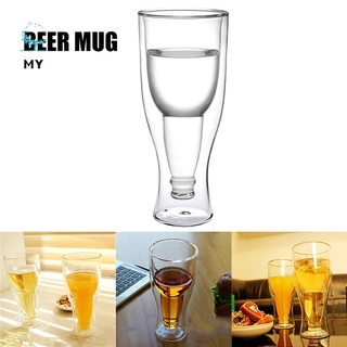 Set 1 / 2 / 3 / 4 Ly Thủy Tinh Uống Bia / Nước Ép Hai Lớp Tiện Dụng