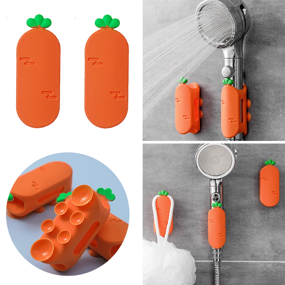 Giá Đỡ Vòi Hoa Sen Bằng Silicone Hình Củ Cà Rốt Có Giác Hút
