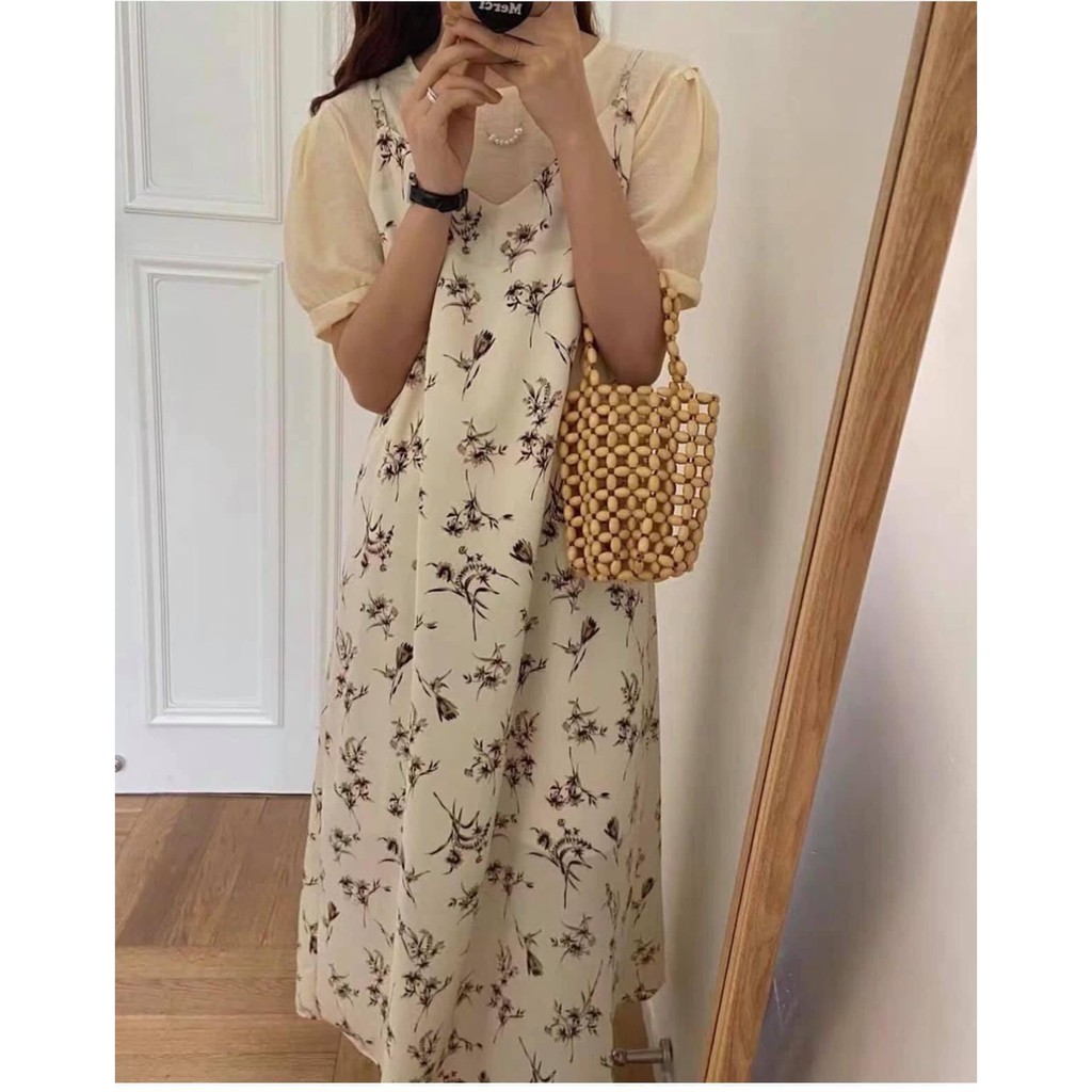 Váy hoa 2 dây dáng dài
