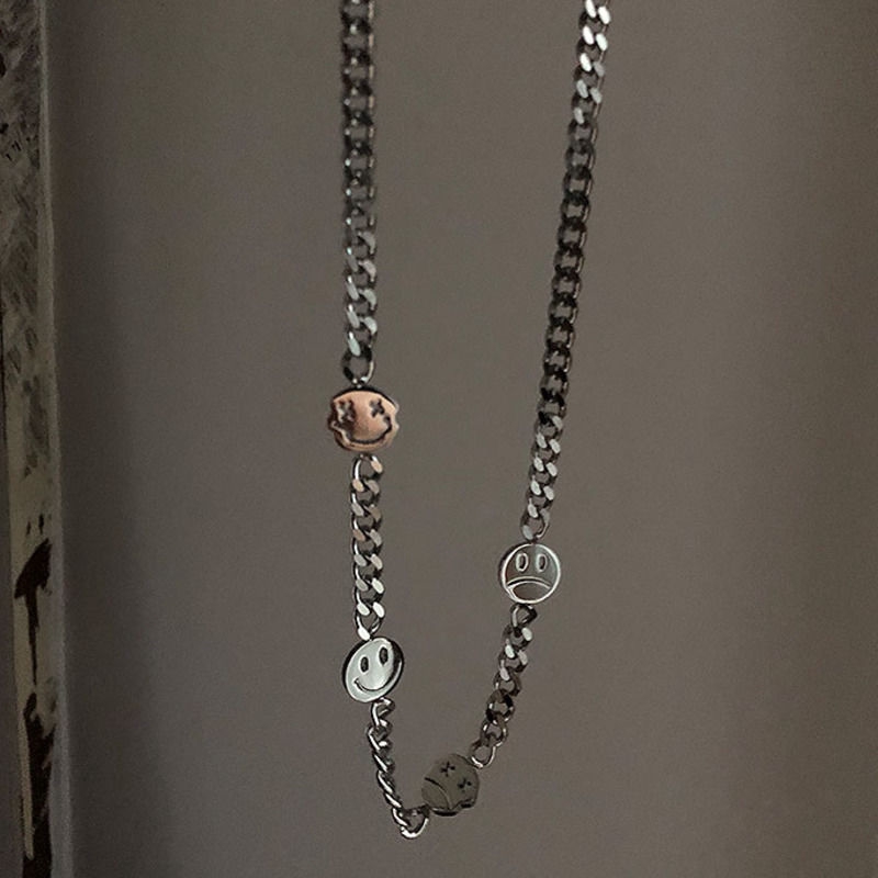 Dây Chuyền Thép Titan Mặt Cười Phong Cách Hip Hop Thời Trang Đường Phố 22158