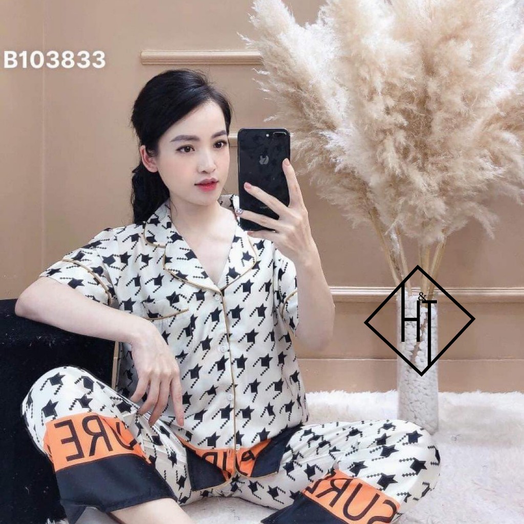 Đồ ngủ pijama lụa latin, tay ngắn siêu xinh,mềm mại H&T