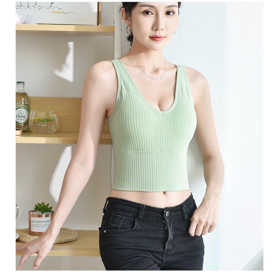 Áo Bra Thun Tăm Dáng Lửng Mẫu Mới 2299