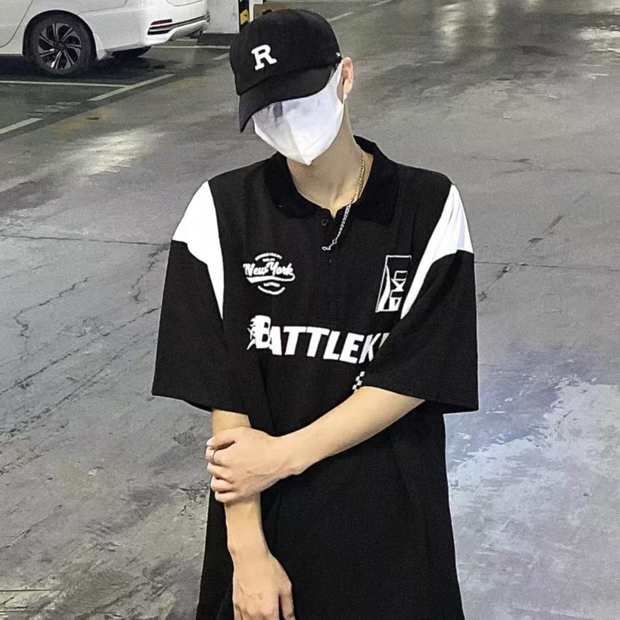 Áo Thun Polo Tay Ngắn Dáng Rộng In Chữ Phong Cách Hip Hop Hàn Quốc Thời Trang Mới Cho Cặp Đôi 2022