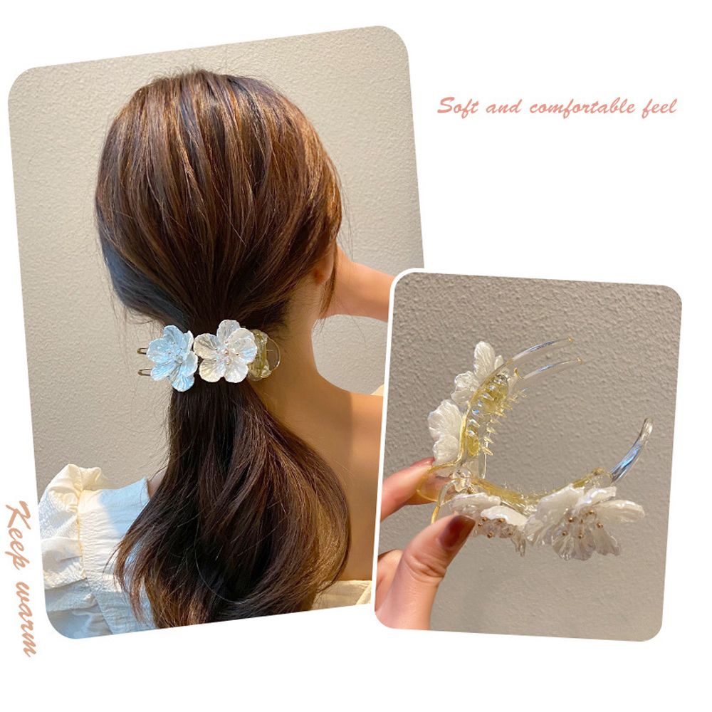 Kẹp tóc hình hoa bằng nhựa màu đen nhiều màu MIHAN1