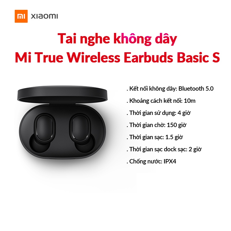 Tai nghe Bluetooth True Wireless Xiaomi Earbuds Basic S - Hàng Chính Hãng - Bảo Hành 12 Tháng