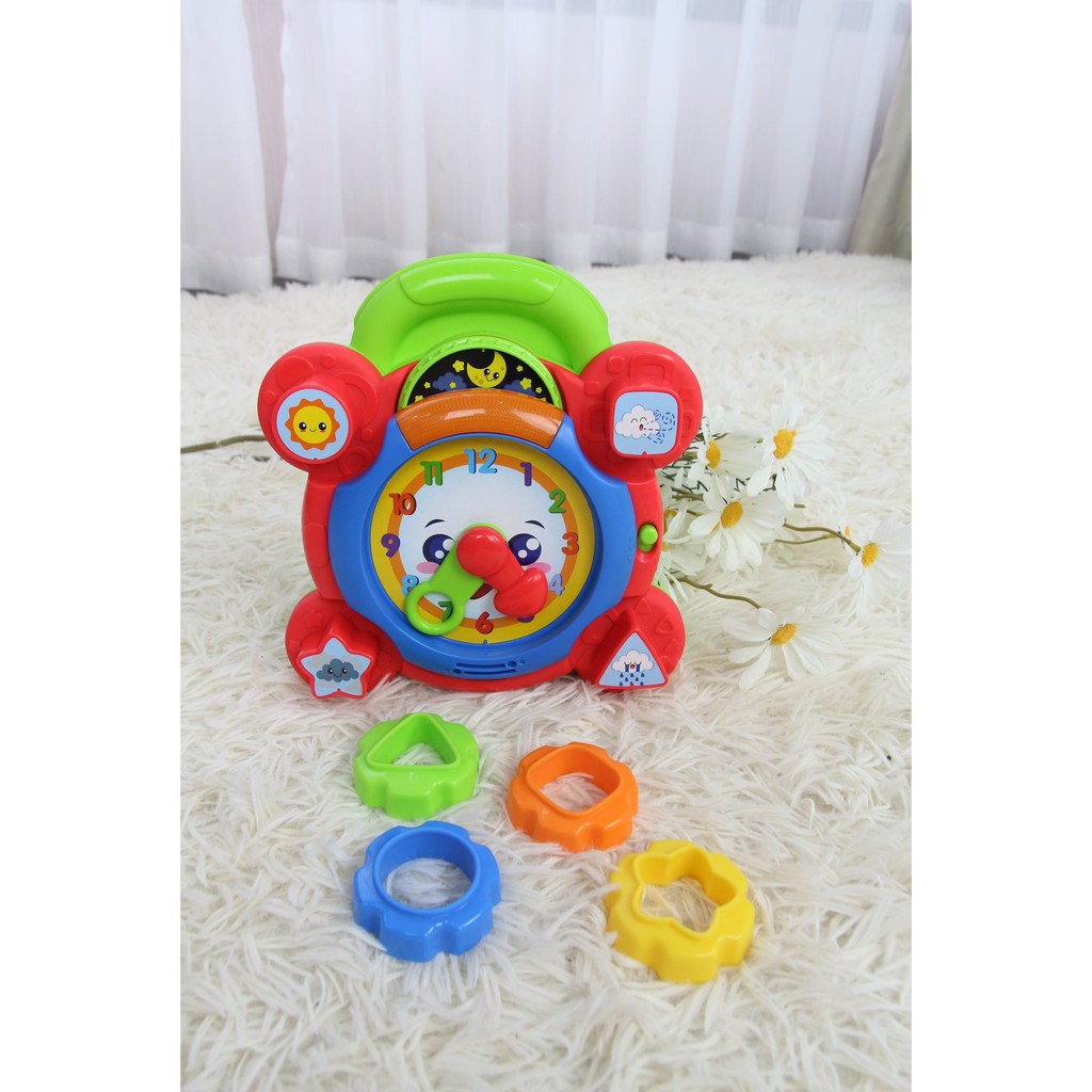 Đồ chơi giáo dục sớm cho bé - Đồng hồ giúp bé học giờ và nhận biết hình khối, có đèn nhạc Winfun 0675