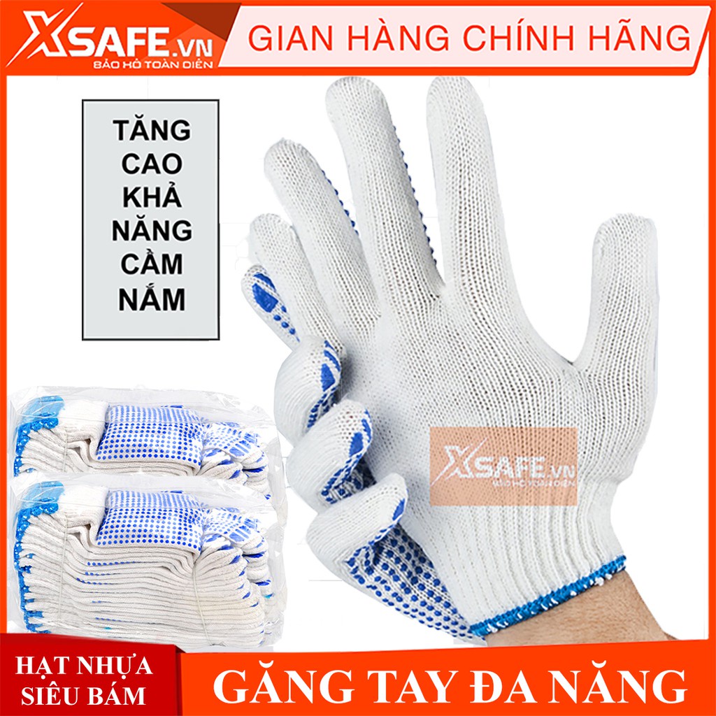 10 Đôi Găng tay bảo hộ phủ hạt nhựa 70g tăng độ bám, chống trơn trượt, thao tác linh hoạt, không gây hầm bí (loại dày)