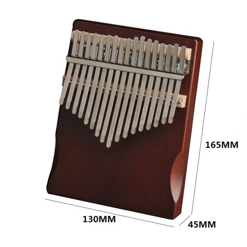 Đàn Kalimba 17 Phím Khoét Eo Màu Nâu Cầm Không Đau Tay, Giá Rẻ Cho Người Mới Tập, Full Túi, Búa, Sách, Khăn, Dán Phím
