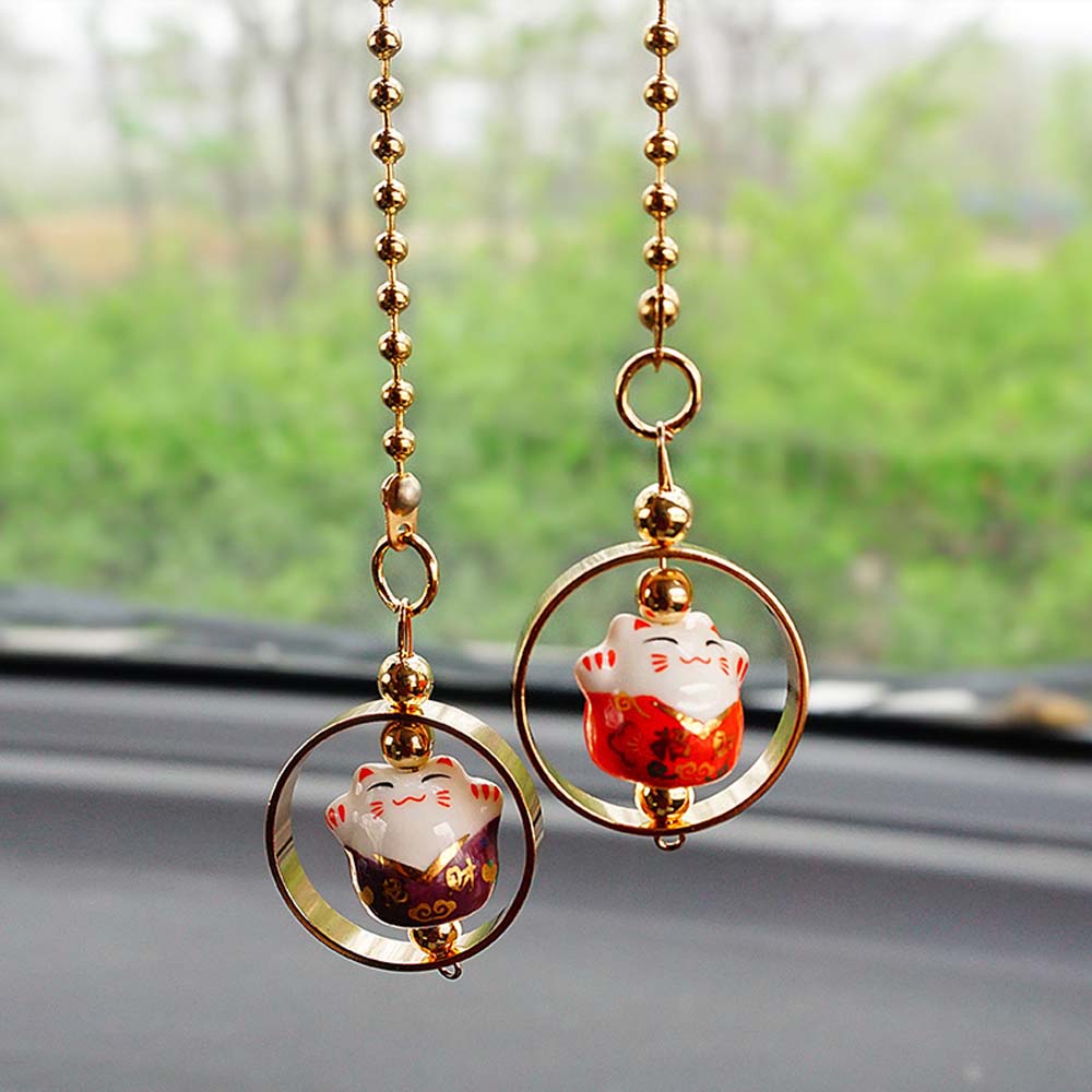 Phụ kiện treo trang trí xe hơi hình chú mèo may mắn dễ thương