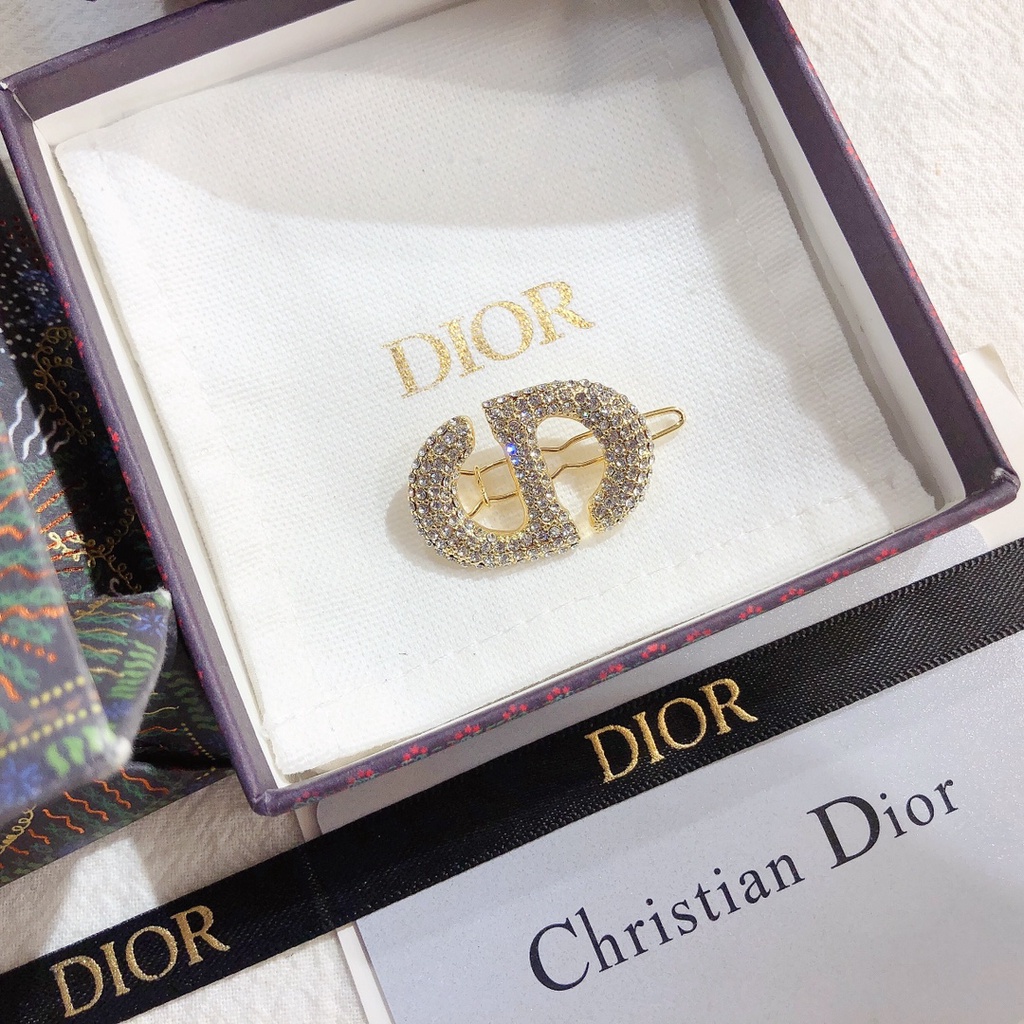Kẹp tóc Dior đính đá kim cương giả lấp lánh cao cấp thời trang dành cho nữ