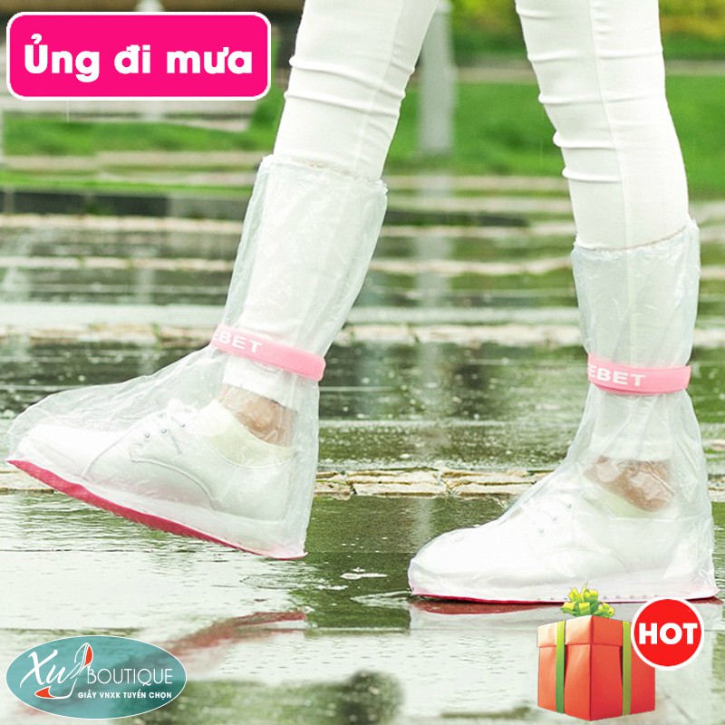 Ủng Đi Mưa / Giày Đi Mưa Cao Cổ Trong Suốt Bọc Giày Dép Tiện Lợi
