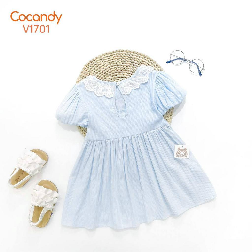 Set đồ cho bé -Bộ cộc caro XANH GHI và Váy cộc XANH NHẠT phối ren TRẮNG cho bé của COCANDY mã B1001,V1701