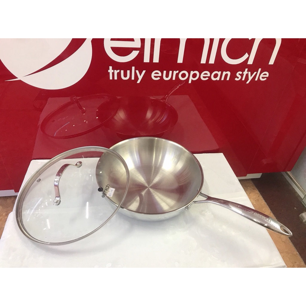 Chảo xào inox elmich cao cấp 3 lớp đáy liền Elmich Tri-Max EL-3796 size 26cm