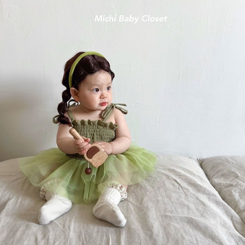 Váy  Hai Dây Quây Nhún Màu Xanh Bơ HOT TREND Hè 2022 - MICHI Closet