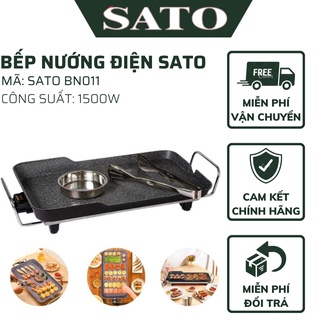 [BẢO HÀNH 36 THÁNG] Bếp Nướng Điện Không Khói SATO BN1511 - Chảo Nướng Điện Chống Dính, Tiết Kiệm Điện
