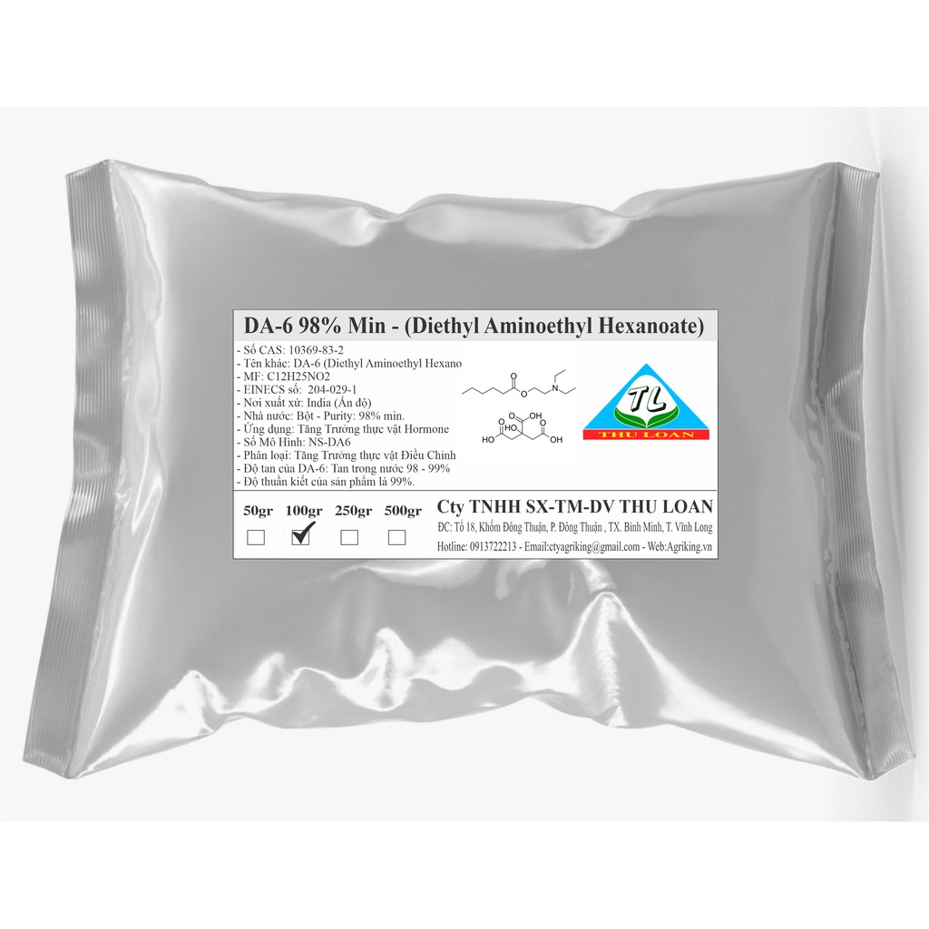 DA6- 98% DIETHYL AMINOETHYL HEXANOATE TAN TRONG NƯỚC 100gr