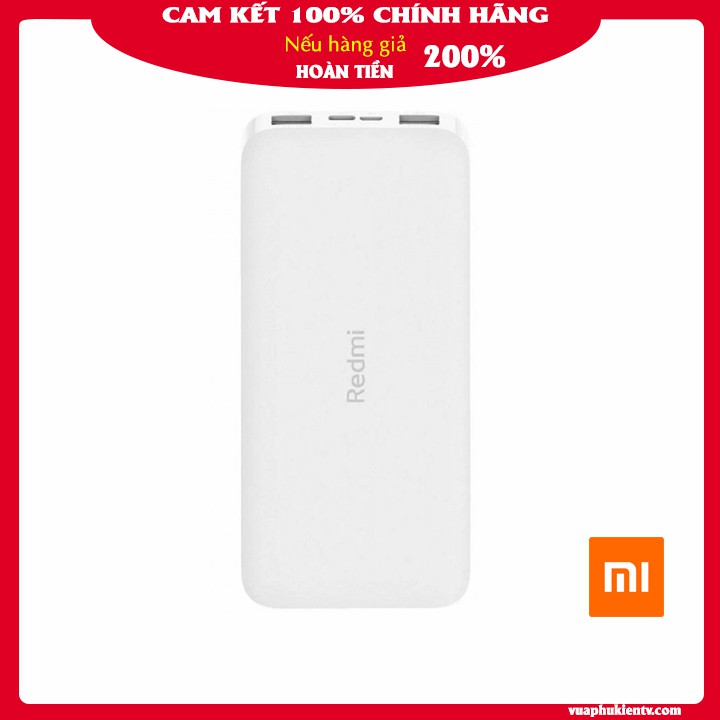 Sạc dự phòng 10000mAh Xiaomi Redmi  PB100LZM CHÍNH HÃNG màu trắng 2 Cổng Sạc, Hô Trợ Micro USB & Type-C, sạc nhiều lần