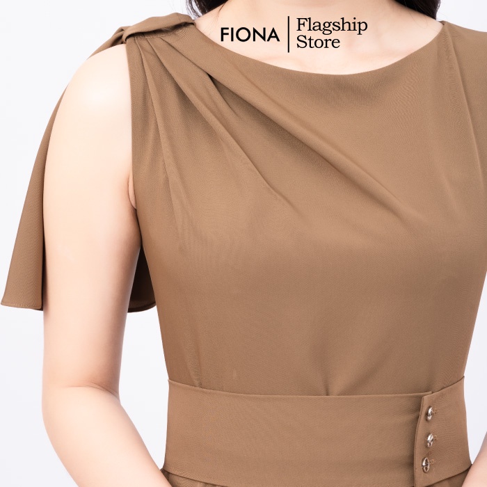 Đầm thiết kế công sở FIONA, Đầm nữ dáng ôm nơ lệch vai thanh lịch F451029